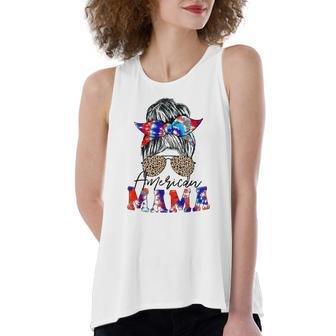 American Mama Usa Patriot Flag Tie Dye 4Th Of July Messy Bun Women's Loose Tank Top | Mazezy