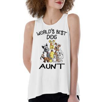 Aunt Gift Worlds Best Dog Aunt Women's Loose Fit Open Back Split Tank Top - Seseable