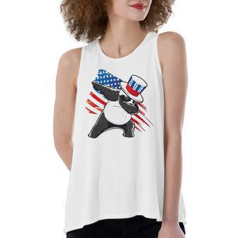 Dabbing Uncle Sam Panda 4Th Of July Women's Loose Tank Top | Mazezy