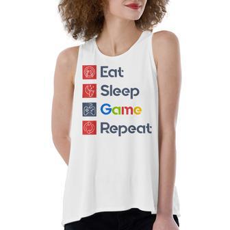 Eat Sleep Game Repeat Women's Loose Fit Open Back Split Tank Top | Favorety AU