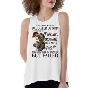 February Girl Gift February Girl I Am A Daughter Of God Women's Loose Fit Open Back Split Tank Top - Seseable