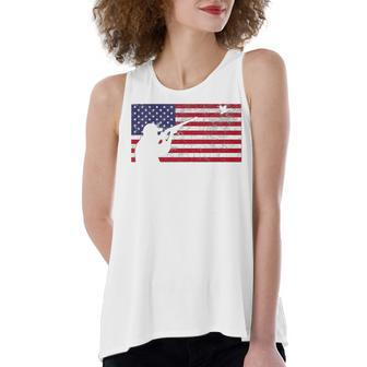 Fourth Of July 4Th American Flag Duck Hunting Geese Dad Usa Women's Loose Fit Open Back Split Tank Top - Seseable