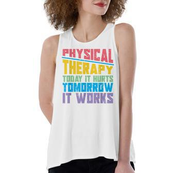 Funny Pt Therapist Pta Physiotherapy Physical Therapy Women's Loose Fit Open Back Split Tank Top - Seseable