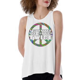Funny Vintage I Survived The Sixties Twice Birthday V5 Women's Loose Fit Open Back Split Tank Top - Seseable