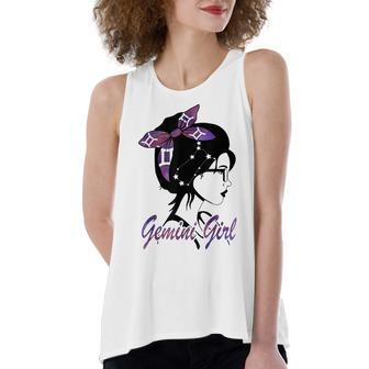 Gemini Girl Birthday Gemini Woman Zodiac Sign Women's Loose Fit Open Back Split Tank Top - Seseable