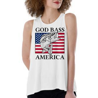 God Bass America Funny Fishing Dad 4Th Of July Usa Patriotic Zip Women's Loose Fit Open Back Split Tank Top - Seseable