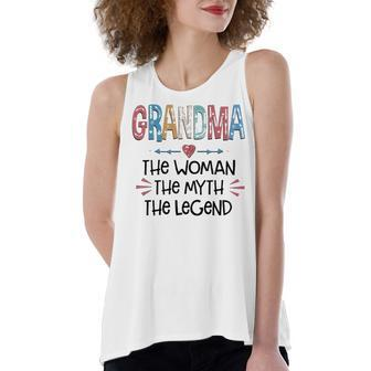 Grandma Gift Grandma The Woman The Myth The Legend Women's Loose Fit Open Back Split Tank Top - Seseable