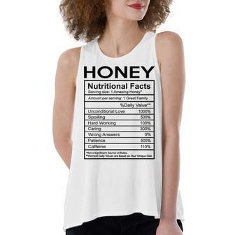 Honey Grandma Gift Honey Nutritional Facts Women's Loose Fit Open Back Split Tank Top - Seseable