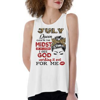 July Birthday Queen Even In The Midst Of My Storm Women's Loose Fit Open Back Split Tank Top - Seseable