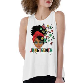 Junenth Is My Independence Day Black Queen And Butterfly Women's Loose Tank Top | Mazezy
