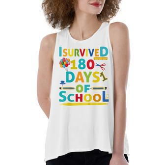 Kids I Survived 180 Days Of School 2022 Class Activity Teacher Women's Loose Fit Open Back Split Tank Top - Seseable