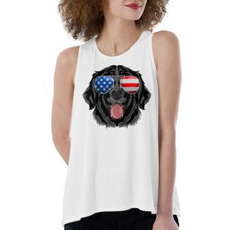 Labrador Retriever Usa American Flag Dog Dad Mom 4Th Of July Women's Loose Fit Open Back Split Tank Top - Seseable