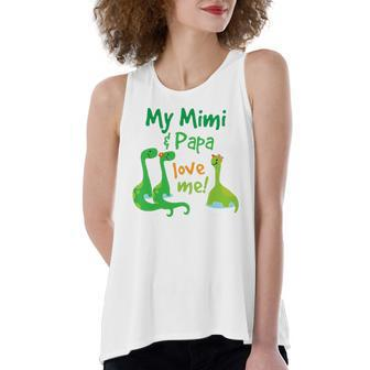 My Mimi And Papa Love Me Dinosaur Grandson Women's Loose Tank Top | Mazezy