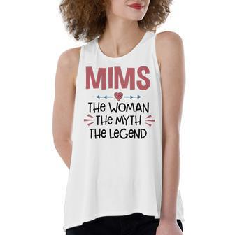 Mims Grandma Gift Mims The Woman The Myth The Legend Women's Loose Fit Open Back Split Tank Top - Seseable