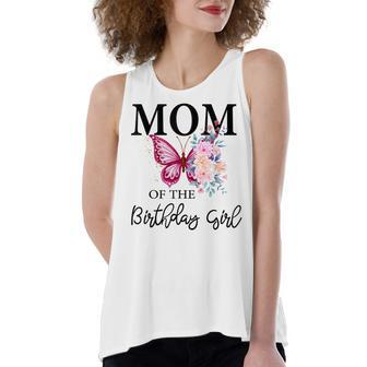 Mom 1St First Birthday Matching Family Butterfly Floral Women's Loose Fit Open Back Split Tank Top - Seseable