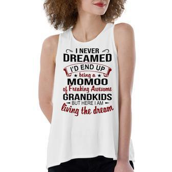 Momoo Grandma Gift Momoo Of Freaking Awesome Grandkids Women's Loose Fit Open Back Split Tank Top - Seseable