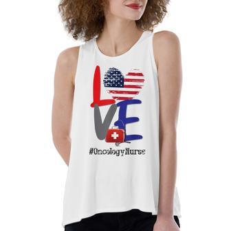 Oncology Nurse Rn 4Th Of July Independence Day American Flag Women's Loose Fit Open Back Split Tank Top - Seseable