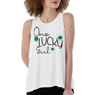 One Lucky Girl Funny St Patrick Day Women's Loose Fit Open Back Split Tank Top | Favorety