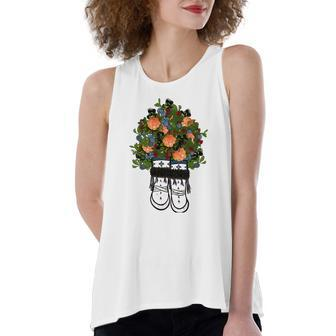 Peach Flower On Boots Lovers Women's Loose Tank Top | Mazezy