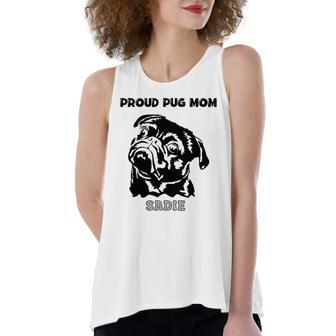Proud Pug Mom With Pug Portrait Women's Loose Tank Top | Mazezy