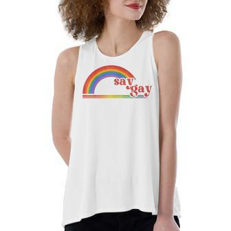 Rainbow Say Gay Protect Queer Kids Pride Month Lgbt Women's Loose Fit Open Back Split Tank Top - Seseable