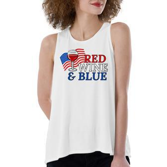 Red Wine & Blue Us Flag 4Th Of July Women's Loose Tank Top | Mazezy