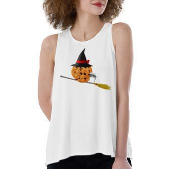 Silly Halloween Witch T - Cookie And Milk Masquerade Women's Loose Fit Open Back Split Tank Top - Seseable