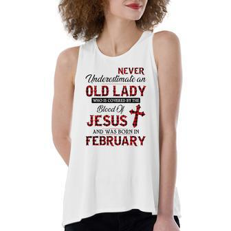 Never Underestimate An Old Lady Who Is Covered By February Women's Loose Tank Top | Mazezy