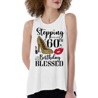 Womens Stepping Into My 60Th Birthday Blessed Womens 60 Years Old Women's Loose Fit Open Back Split Tank Top - Seseable