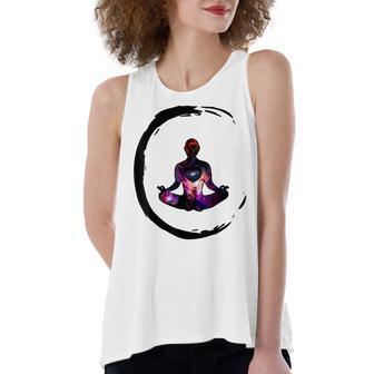 Zen Buddhism Inspired Enso Cosmic Yoga Meditation Art Women's Loose Fit Open Back Split Tank Top - Seseable