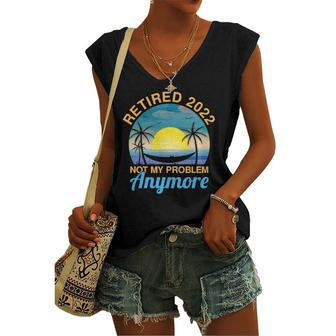 2022 Retired Not My Problem Anymore Retired On Beach Women's V-neck Tank Top | Mazezy
