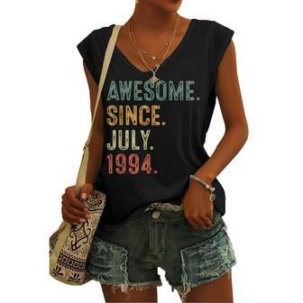 28 Yr Old 28Th Birthday Decorations Awesome Since July 1994 Women's Vneck Tank Top - Seseable