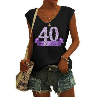40Th Birthday Party Squad I Purple Group Photo Decor Outfit Women's Vneck Tank Top - Seseable