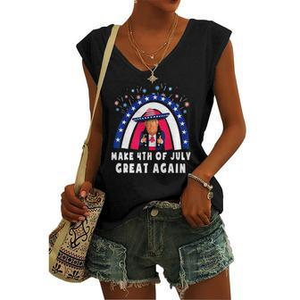 Make 4Th Of July Great Again Trump Rainbow Usa Flag Women's V-neck Tank Top | Mazezy