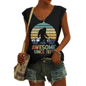 50Th Birthday Awesome Since 1971 Bigfoot Fifty Years Women's Vneck Tank Top - Seseable
