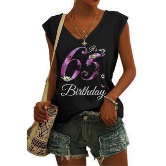 65 Years Old Floral 1957 Its My 65Th Birthday Women's V-neck Tank Top | Mazezy
