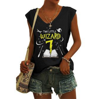 7Th Birthday Girls Wizard Magic 7 Years Old Women's V-neck Tank Top | Mazezy