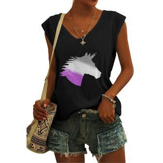 Ace Asexual Unicorn Lgbt Pride Stuff March Pride Month Women's V-neck Tank Top | Mazezy