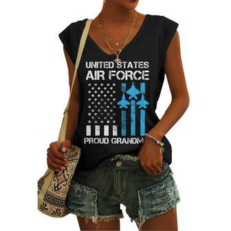 Air Force Us Veteran Proud Air Force Grandma 4Th Of July Women's Vneck Tank Top - Seseable