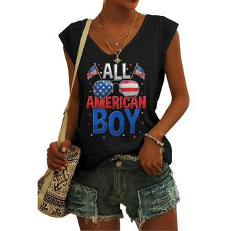 All American Boy 4Th Of July Boys Sunglasses Women's V-neck Tank Top | Mazezy