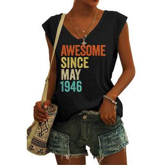 Awesome Since May 1946 Vintage 76Th And Birthday Women's V-neck Tank Top | Mazezy