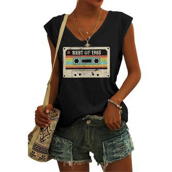 Best Of 1985 Cool 37 Years Old Bday 37Th Birthday Women's V-neck Tank Top | Mazezy