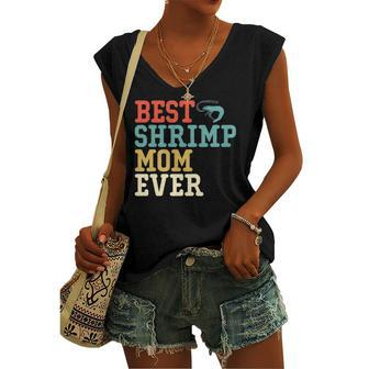 Best Shrimp Mom Ever Vintage Retro Women's V-neck Tank Top | Mazezy
