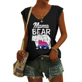 Bisexual Pride Mama Bear Bi Flag Lgbtq Mom Ally Women's V-neck Tank Top | Mazezy