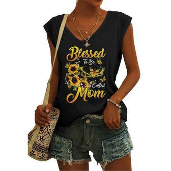 Blessed To Be Called Mom Sunflower Lovers Women's V-neck Tank Top | Mazezy
