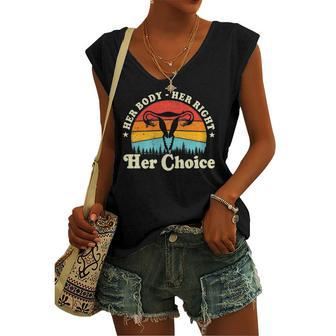 Her Body Her Right Her Choice Feminist Feminism Women's V-neck Tank Top | Mazezy