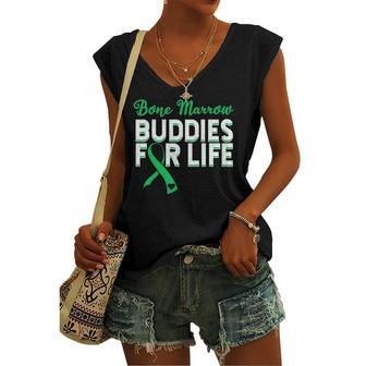 Bone Marrow Transplant Donator Life Organ Donor Green Ribbon Women's V-neck Tank Top | Mazezy