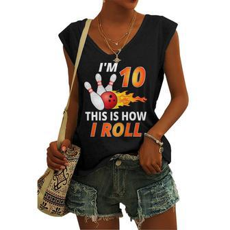 Bowling Birthday 10 Years Old Boy Tee Funny Bowler Girl Kids Women's V-neck Casual Sleeveless Tank Top