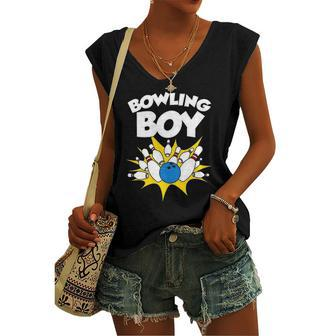 Bowling For Cool Bowler Boys Birthday Party Women's V-neck Tank Top | Mazezy