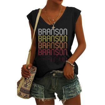 Branson Mo Vintage Style Missouri Women's V-neck Tank Top | Mazezy
